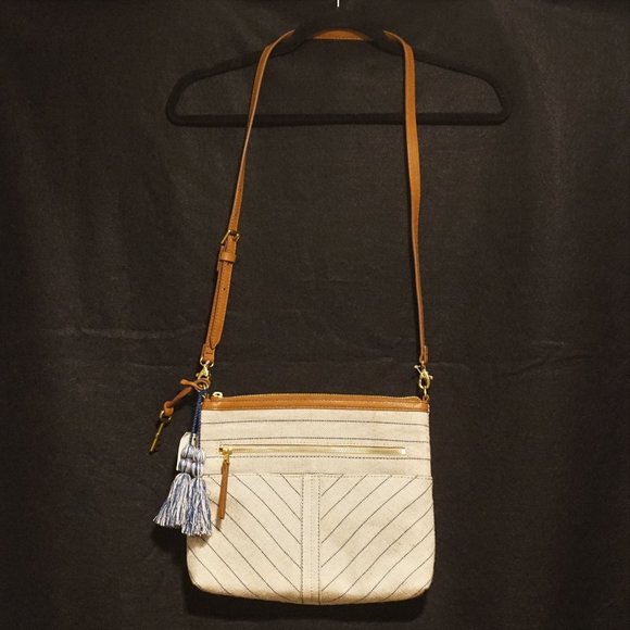 Fossil Handbags - Fossil Large Fiona Crossbody Natural and Denim Purse